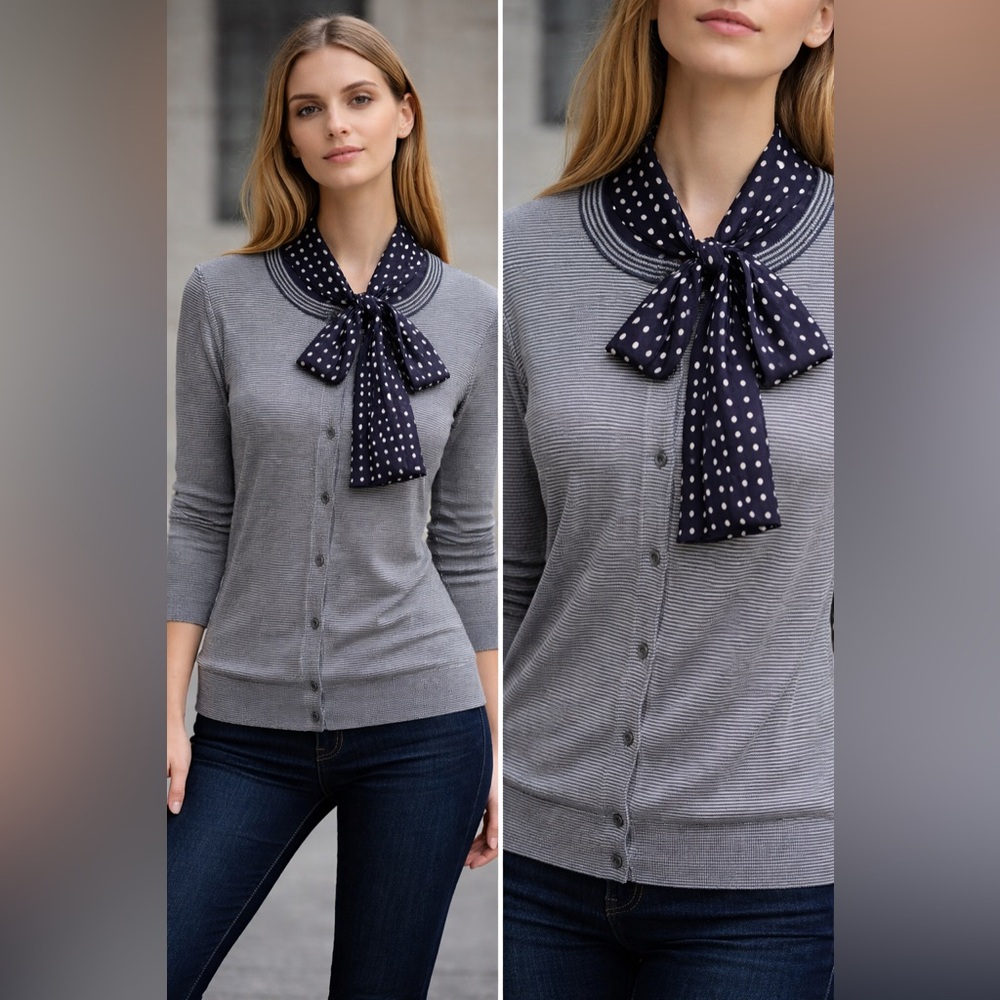 Authentic Prada button up with Polka Dot Scarf - Picture 2 of 11